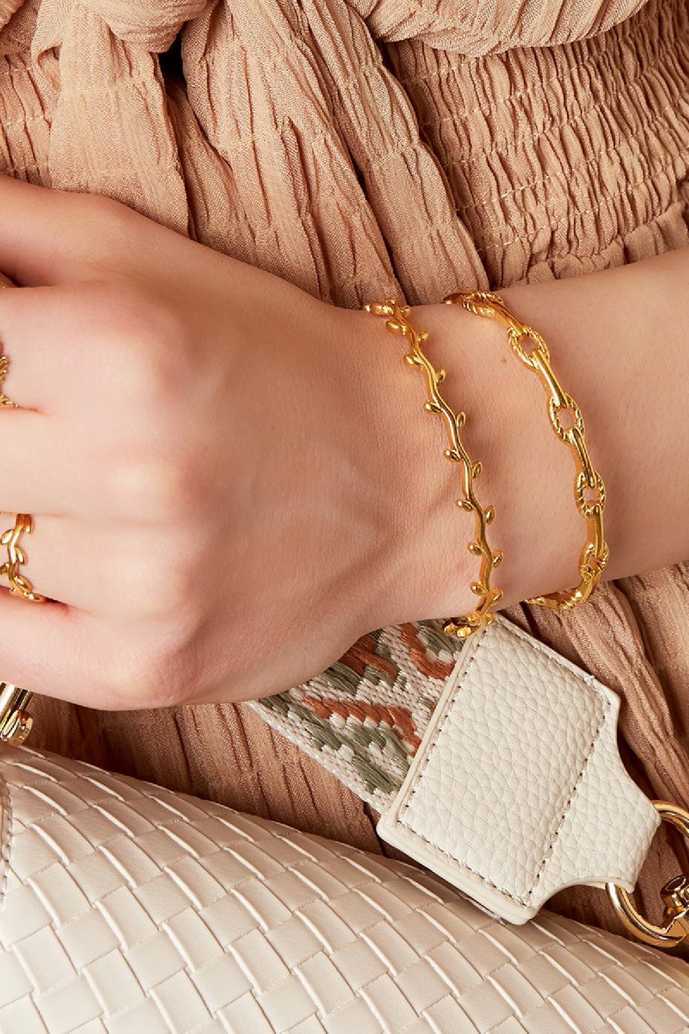 Armband Welliger Zweig Goldfarbe Edelstahl One size h5Bild2